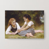 Les Noisettes: Jonge meisjes verzamelen hazelnoten Button (Voorkant)