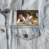 Les Noisettes: Jonge meisjes verzamelen hazelnoten Button (Insitu)