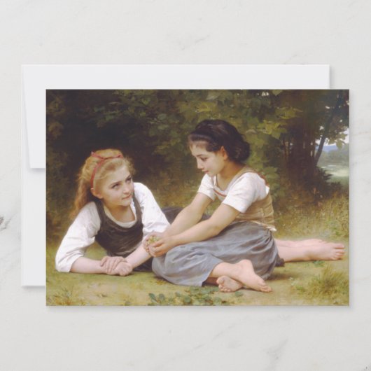 Les Noisettes: Jonge meisjes verzamelen hazelnoten Feestdagenkaart (Voorkant)