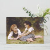 Les Noisettes: Jonge meisjes verzamelen hazelnoten Feestdagenkaart (Staand voorkant)