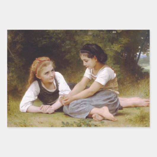 Les Noisettes: Jonge meisjes verzamelen hazelnoten Inpakpapier Vel (Voorkant 2)