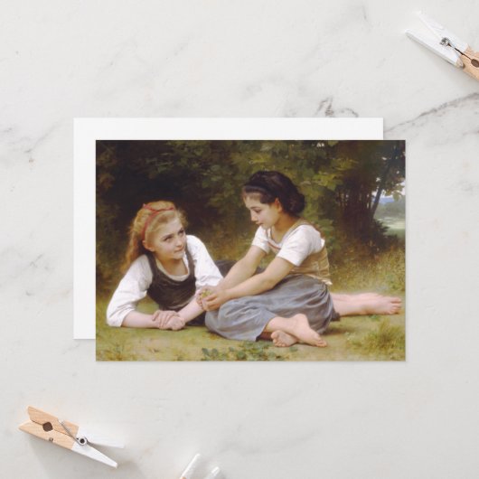 Les Noisettes: Jonge meisjes verzamelen hazelnoten Kaart (Voorkant / Achterkant in situ)