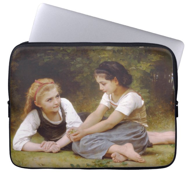 Les Noisettes: Jonge meisjes verzamelen hazelnoten Laptop Sleeve (Voorkant)