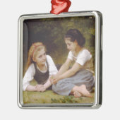 Les Noisettes: Jonge meisjes verzamelen hazelnoten Metalen Ornament (Links)