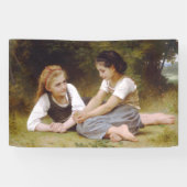 Les Noisettes: Jonge meisjes verzamelen hazelnoten Spandoek (Horizontaal)