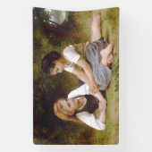 Les Noisettes: Jonge meisjes verzamelen hazelnoten Spandoek (Verticaal)