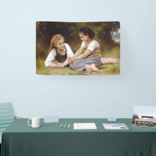 Les Noisettes: Jonge meisjes verzamelen hazelnoten Spandoek (Beurs)