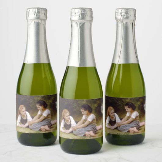 Les Noisettes: Jonge meisjes verzamelen hazelnoten Sparkling Wijnetiket (Flessen)