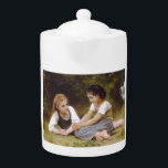 Les Noisettes: Jonge meisjes verzamelen hazelnoten Theepot<br><div class="desc">De warme herfstzon dook door de bladeren van de hazelnootboom en wierp dansende schaduwen op de bosbodem. Twee jonge meisjes, Elise en Juliette, zaten onder zijn takken, een kleine stapel gouden noten genesteld tussen de gevallen bladeren. - Elise, de oudste van de twee, leunde tegen de ruwe schors van de...</div>