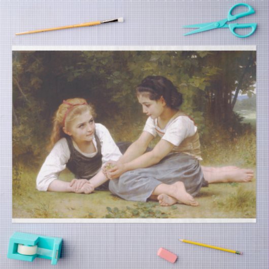 Les Noisettes: Jonge meisjes verzamelen hazelnoten Tissuepapier (Craft)