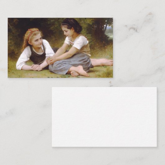 Les Noisettes: Jonge meisjes verzamelen hazelnoten Visitekaartje (Voorkant / Achterkant)