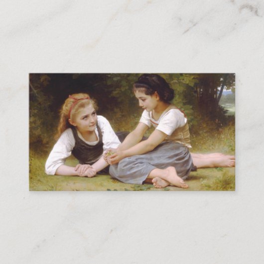 Les Noisettes: Jonge meisjes verzamelen hazelnoten Visitekaartje (Voorkant)