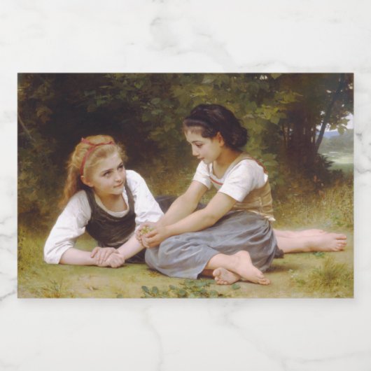 Les Noisettes: Jonge meisjes verzamelen hazelnoten Voedselcontainer Etiket (Enkel label)