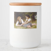 Les Noisettes: Jonge meisjes verzamelen hazelnoten Voedselcontainer Etiket (Voorkant)