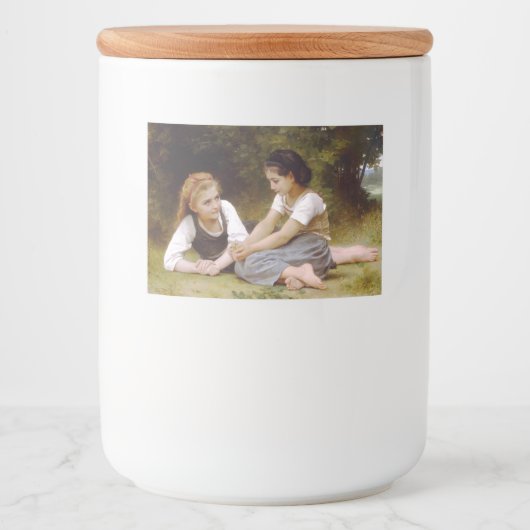 Les Noisettes: Jonge meisjes verzamelen hazelnoten Voedselcontainer Etiket (Voorkant)