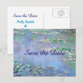 Les Nympheas Water Lilies Save the Date Wedding Aankondigingskaart (Voorkant / Achterkant)