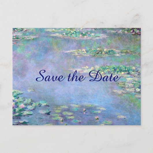 Les Nympheas Water Lilies Save the Date Wedding Aankondigingskaart (Voorkant)