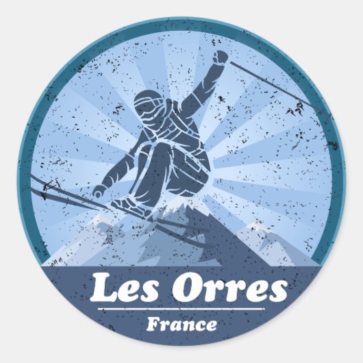 Les Orres Skiers Ronde Sticker (Voorkant)