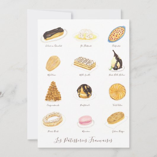 Les Pâtisserie Françaises watercolor Bedankkaart (Voorkant)