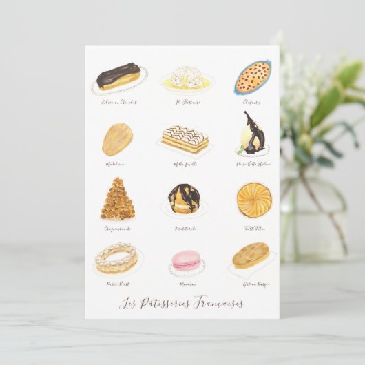 Les Pâtisserie Françaises watercolor Bedankkaart (Staand voorkant)