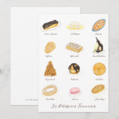 Les Pâtisserie Françaises watercolor Bedankkaart (Voorkant / Achterkant)