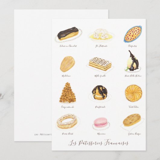 Les Pâtisserie Françaises watercolor Bedankkaart (Voorkant / Achterkant)
