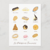 Les Pâtisserie Françaises waterverf Briefkaart (Voorkant)