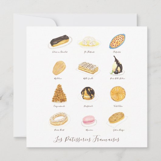 Les Pâtisserie Françaises waterverf Kaart (Voorkant)