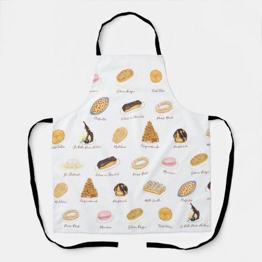 Les Pâtisserie Françaises waterverf Schort (Voorkant)