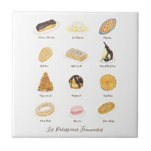 Les Pâtisserie Françaises waterverf Tegeltje