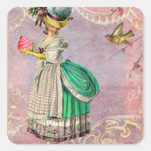 Les Petits Gateaux Marie Antoinette Cupcake Vierkante Sticker