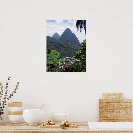 Les Pitons, Saint Lucia Poster (Keuken)