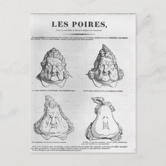 Les Poires, karikatuur van koning Louis-Philippe Briefkaart (Voorkant)
