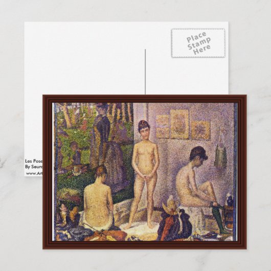 Les Poseuses Ensemble van Seurat Georges Briefkaart (Voorkant / Achterkant)