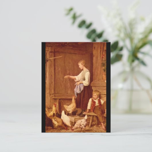 Les Poules', Albert Anker_Groups en Figures Briefkaart (Staand voorkant)