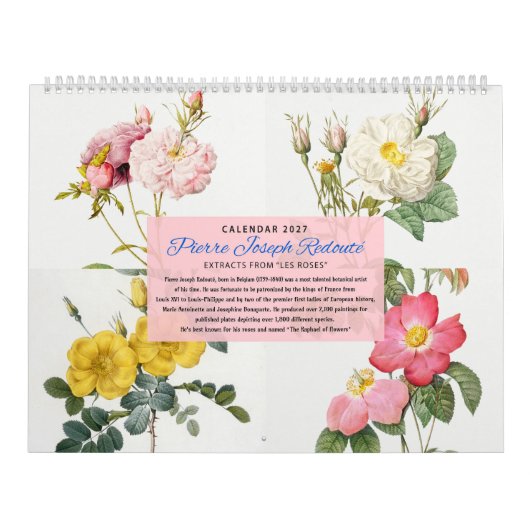 Les Roses - Redouté - Kalender 2027 (Hoes)