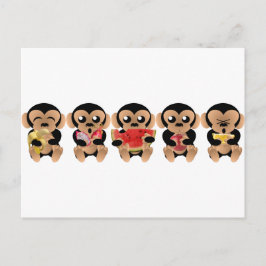 Les singes qui aiment les fruits briefkaart