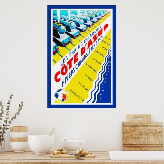 Les Trains du Soleil ~ Côte d'Azur Poster (Keuken)