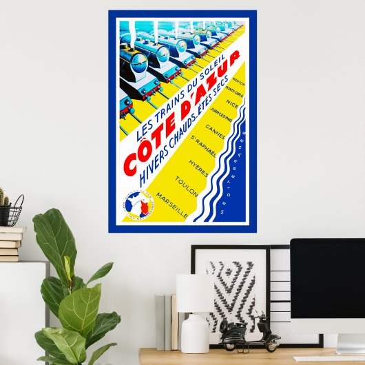 Les Trains du Soleil ~ Côte d'Azur Poster (Thuiskantoor)