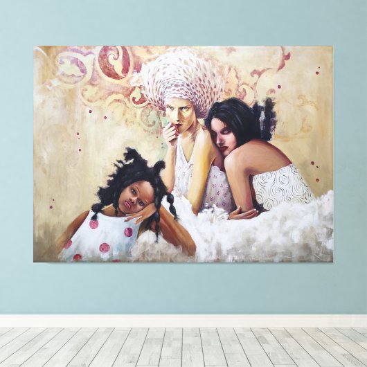 les trois femme canvas afdruk (Insitu (Houten vloer))