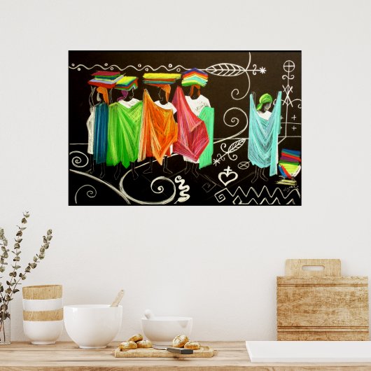 Les Vendeuses de Tissus Haitienne Poster (Keuken)