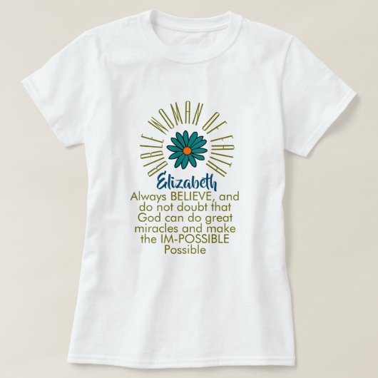 Les voor Bijbelvrouwen van Faith Elizabeth Christe T-shirt (Design voorkant)