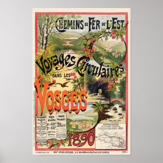 Les Vosges France  Railroad Poster 1890 (Voorkant)