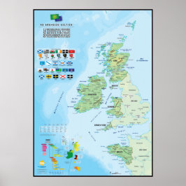 Les zes naties celtiques : carte en breton poster