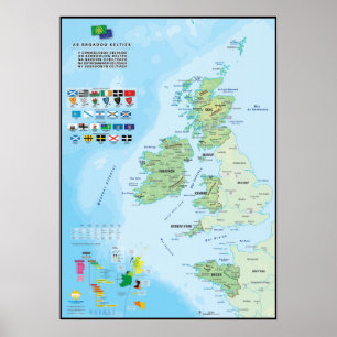 Les zes naties celtiques : carte en breton poster