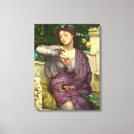 Lesbia en haar Sparrow (door Edward John Poynter) Canvas Afdruk