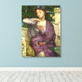 Lesbia en haar Sparrow (door Edward John Poynter) Canvas Afdruk (Insitu (Houten vloer))