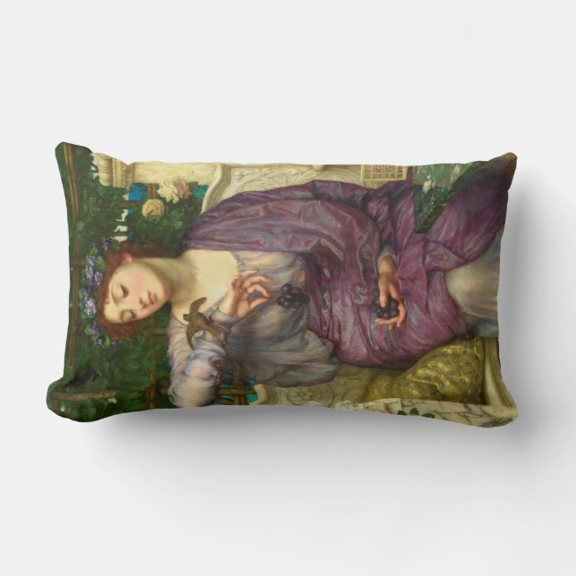 Lesbia en haar Sparrow (door Edward John Poynter) Kussen (Voorkant)