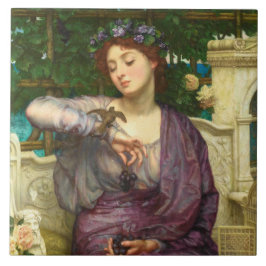 Lesbia en haar Sparrow (door Edward John Poynter) Tegeltje