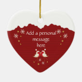 Lesbian, 1e Kerstmis als Mrs. & Mrs., Robins Heart Keramisch Ornament (Achterkant)
